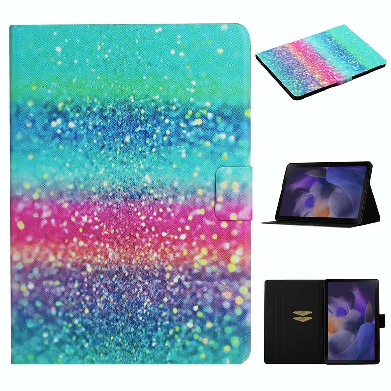 For Samsung Galaxy Tab A9 Colored Drawing Pattern Horizontal Flip PU Tablet Case with Sleep / Wak...