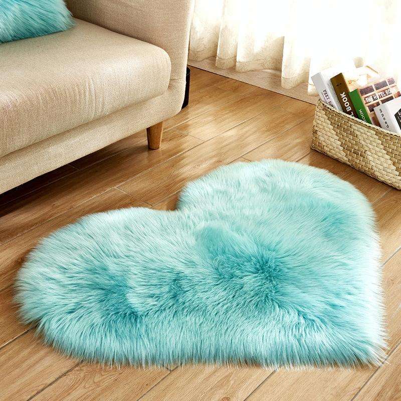 Love Heart Rugs Artificial Wool Sheepskin Hairy Carpet Faux Floor Mat Fur Plain Fluffy Soft Area ...