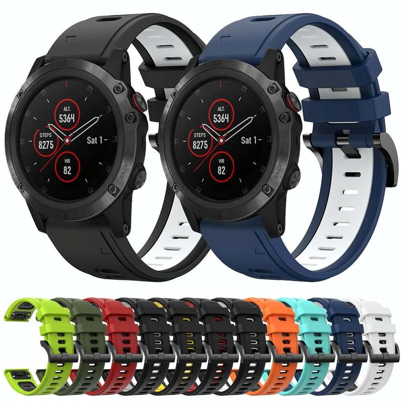 For Garmin Fenix 5 Plus 22mm Two-Color Sports Silicone Watch Band(Orange+Black)