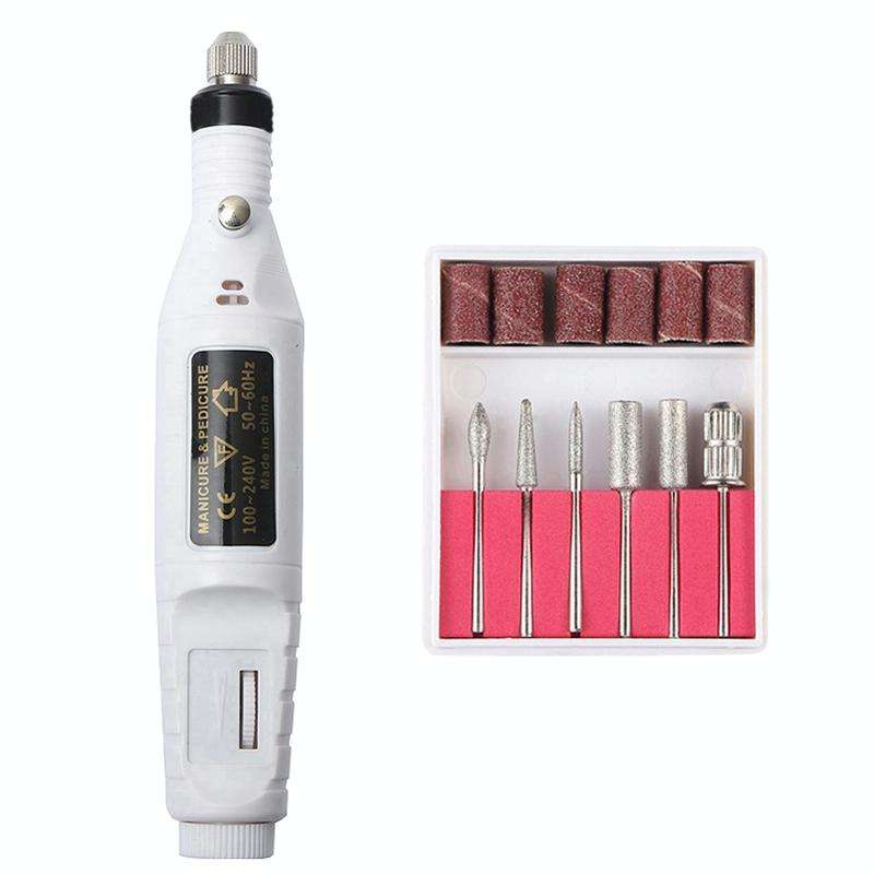 1 Set Power Professional Electric Manicure Machine Pen Pedicure Nail File Nail Tools 6 bits Drill...