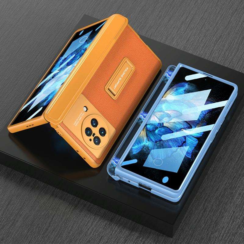 For vivo X Fold GKK Magnetic Hinge Flip Leather Phone Case with Holder(Black)