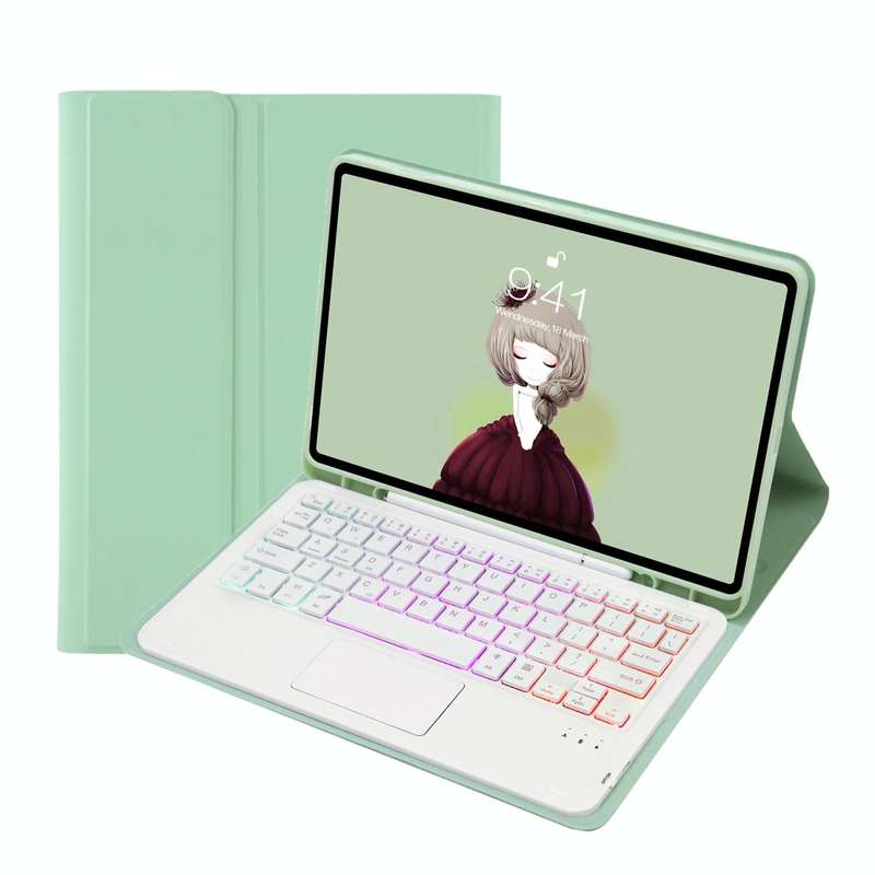 For Samsung Galaxy Tab A8 10.5 (2021) A08B-AS Candy Color Backlight Bluetooth Keyboard Leather Ta...