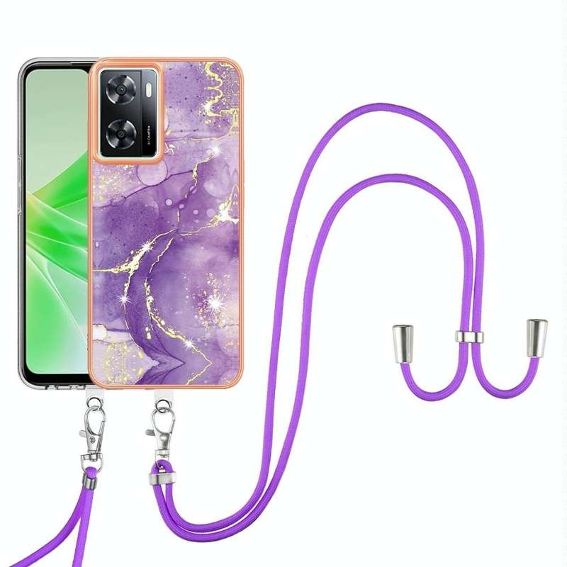 For OPPO A57 4G/A77 5G Taiwan/K10 5G Global Electroplating Marble Dual-side IMD Phone Case with L...