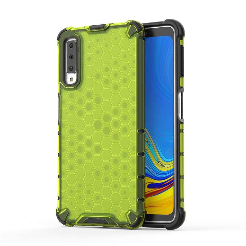Shockproof Honeycomb PC + TPU Case for Galaxy A7 (2018) (Green)