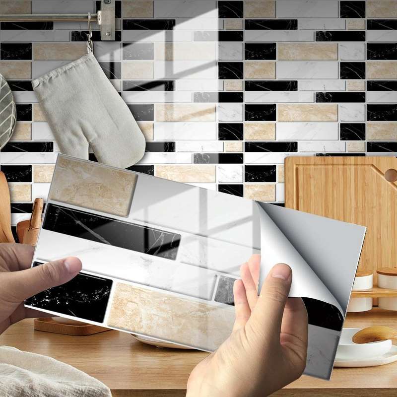 12 PCS 10 x 20cm Brick Pattern Crystal Film Glossy Tile Sticker Floor Sticker(KIT021)