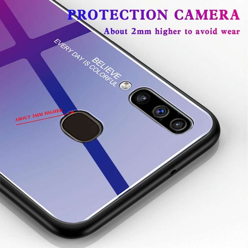For Galaxy A60 Gradient Color Glass Case(Purple)