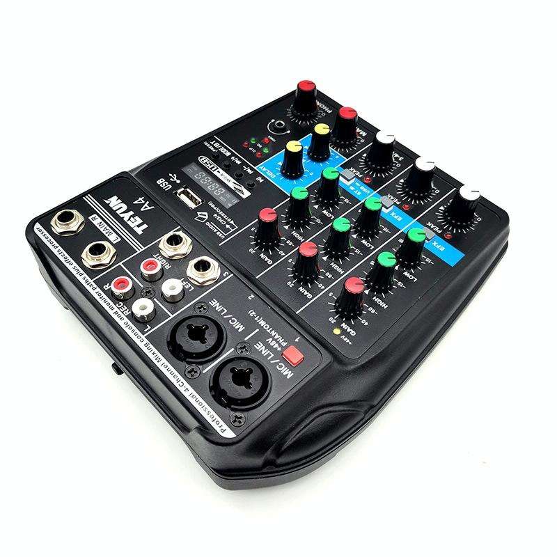 TEYUN A4 4-way Small Microphone Digital Mixer Live Recording Effector(US Plug)