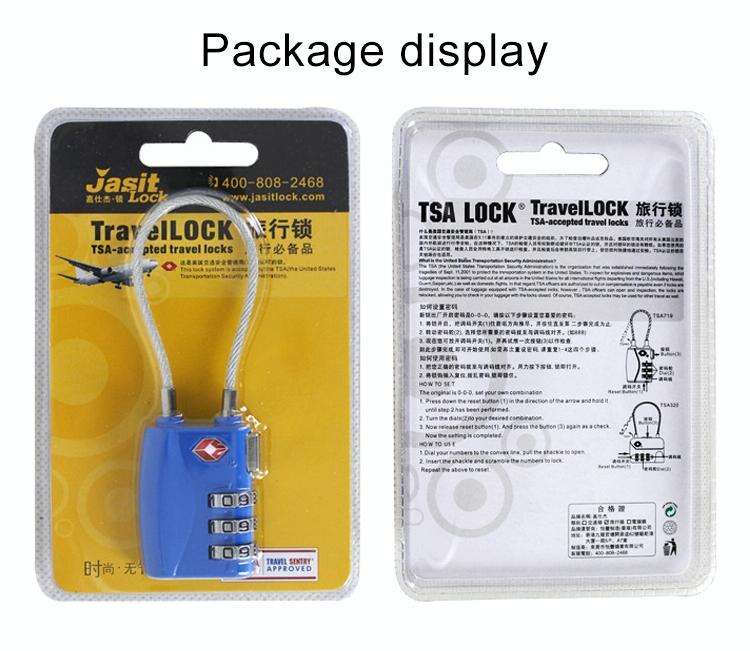 JASIT TSA719 Zinc Alloy 3-Digit Password TSA Lock Travel Luggage Padlock(Blue)