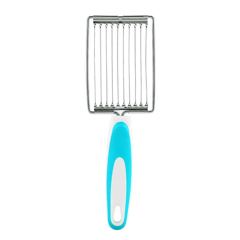Tomato Luncheon Meat Slicer Non-slip Stainless Steel Fruit Cutter(Blue)