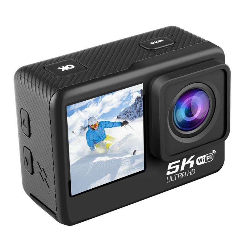 5K/30FPS WIFI HD Anti-Shake Remote Touch Dual-Screen IP68 Waterproof Sports Camera, Style: Camera...