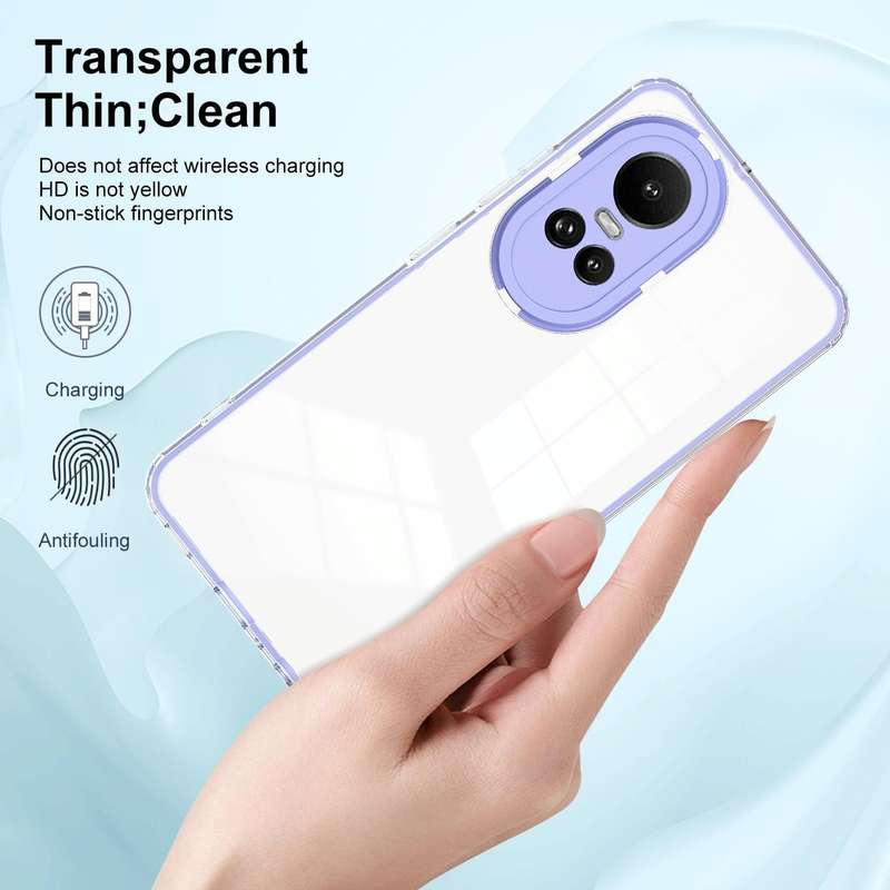 For OPPO Reno10 5G/Reno10 Pro 5G 3 in 1 Clear TPU Color PC Frame Phone Case(Purple)
