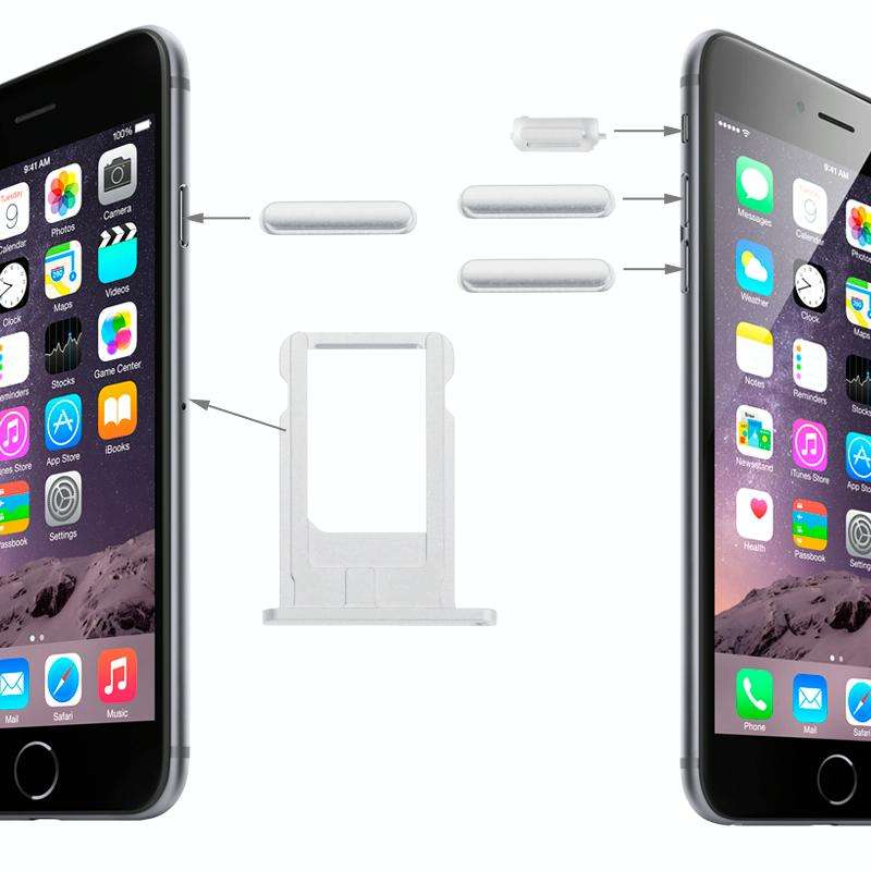 Card Tray & Volume Control Key & Screen Lock Key & Mute Switch Vibrator Key Kit for iPhone 6 (Pla...