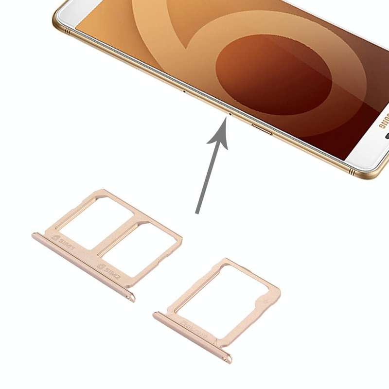 For Galaxy C9 Pro / C9000 SIM Card Tray + Micro SD Card Tray (Gold)