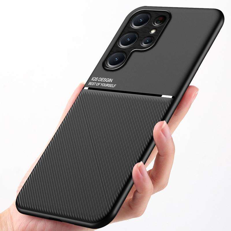 For Samsung Galaxy S24 5G Classic Tilt Strip Grain Magnetic Shockproof PC + TPU Phone Case(Red)