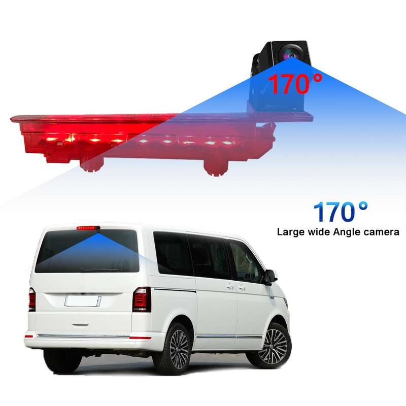 PZ470 Car Waterproof 170 Degree Brake Light View Camera + 7 inch Rearview Monitor for Volkswagen ...