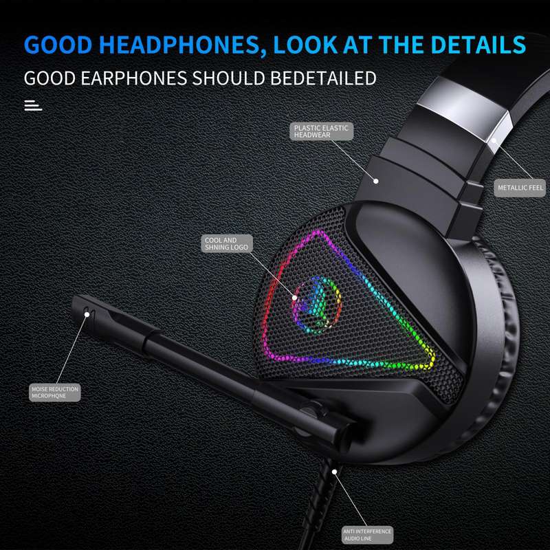 HXSJ F16 3.5mm + USB Port RGB Light Stereo Gaming Headset with Microphone(Black)