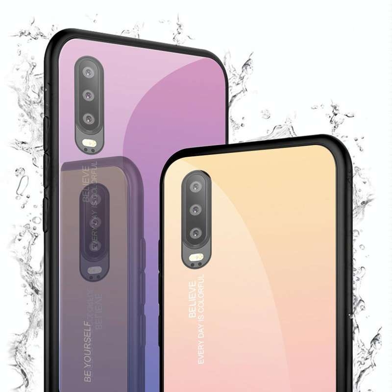 For Huawei P30 Gradient Color Glass Case(Purple)