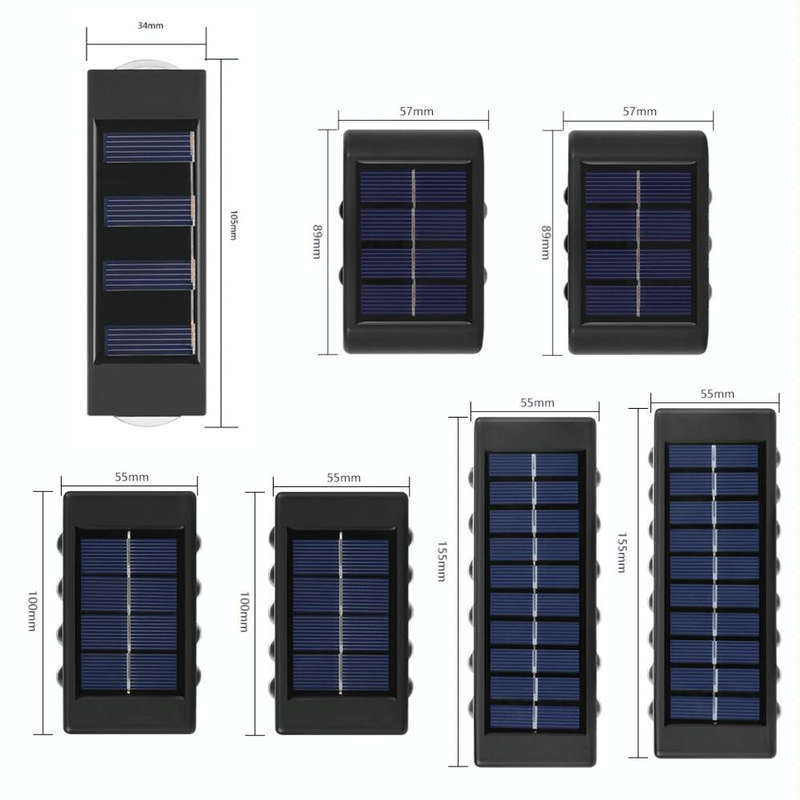 6LED NiMH Solar Wall Lamp Outdoor Waterproof Up And Down Double-headed Spotlights(Warm Light)