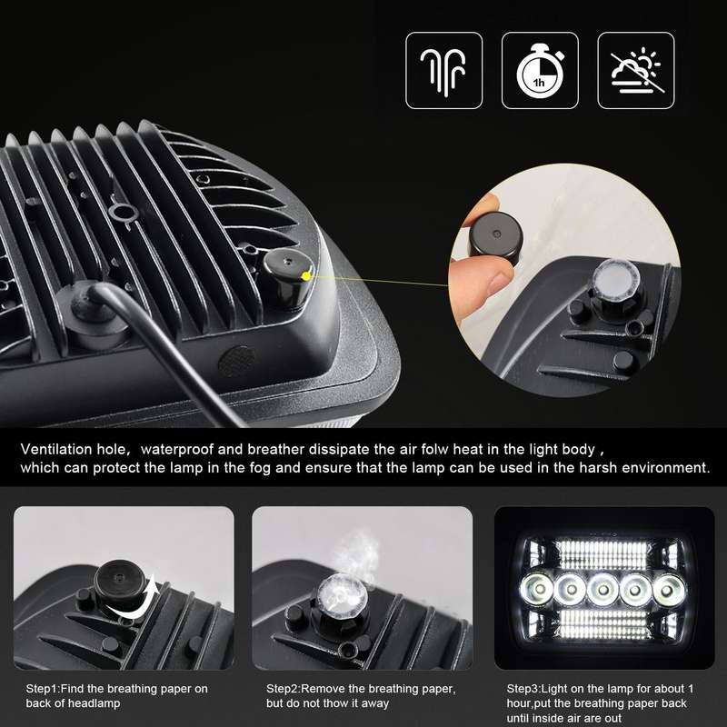 7 inch(5X7)/(7X6) H4 DC 9V-30V 30000LM 200W Car Square Shape LED Headlight Lamps for Jeep Wrangle...
