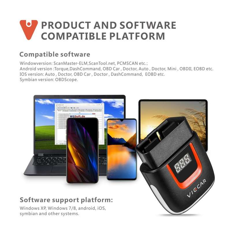 Viecar VP004 Car Mini OBD + USB / Type-C Interface Fault Detector V1.5 WiFi Diagnostic Tool