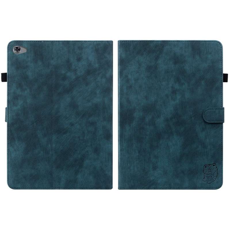 For Huawei MediaPad M5 Lite 10/C5 10.1 Tiger Pattern PU Tablet Case(Dark Blue)
