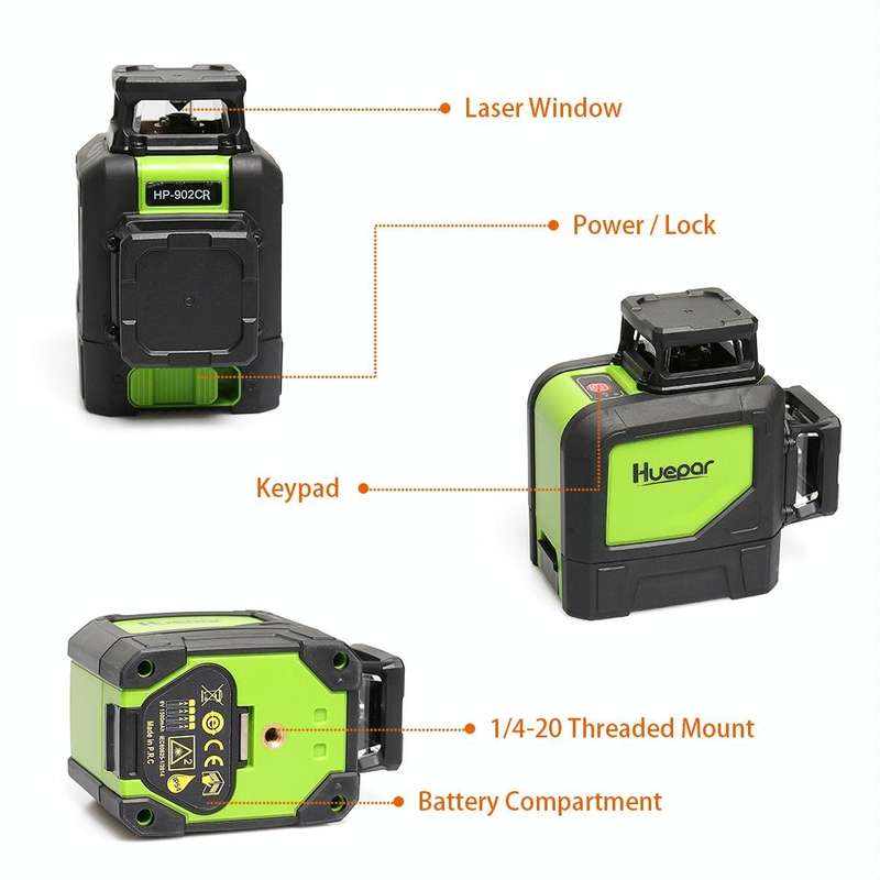 902CR 2360 Degrees Laser Level Covering Walls and Floors 8 Line Red Beam IP54 Water / Dust proof(...