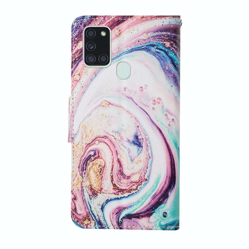 For Samsung Galaxy A21s Colored Drawing Pattern Horizontal Flip Leather Case with Holder & Card S...