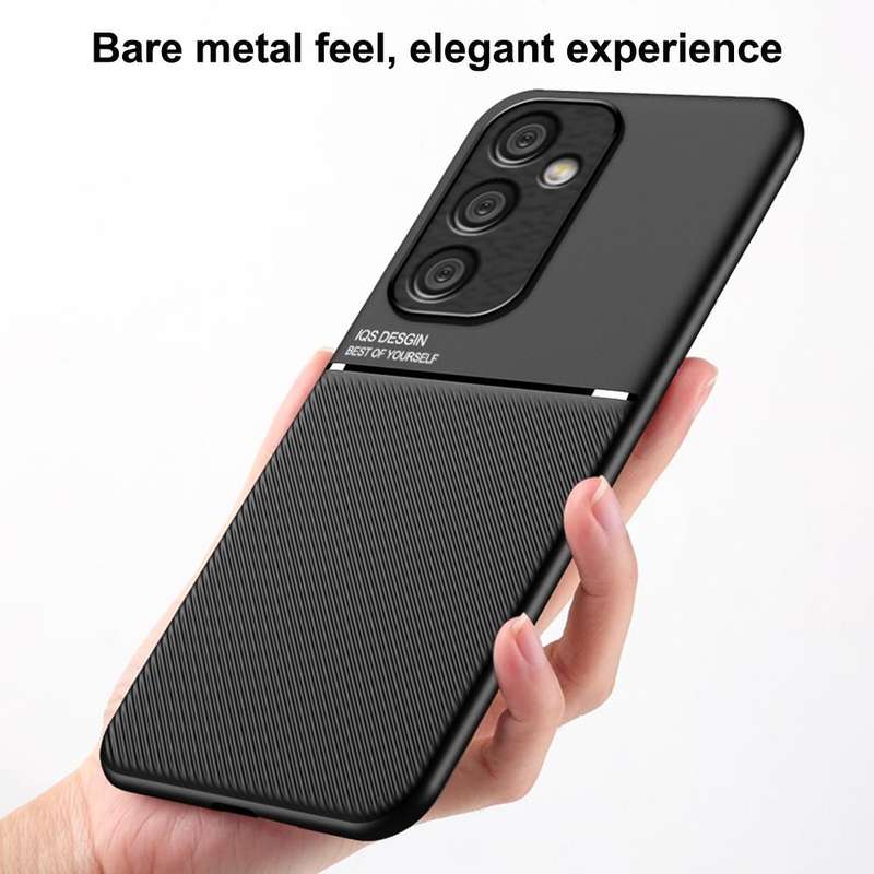 For Samsung Galaxy A35 5G Classic Tilt Strip Grain Magnetic Shockproof PC + TPU Phone Case(Black)