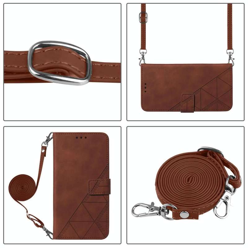 For OPPO A54 / A74 / A93 5G Crossbody 3D Embossed Flip Leather Phone Case(Brown)