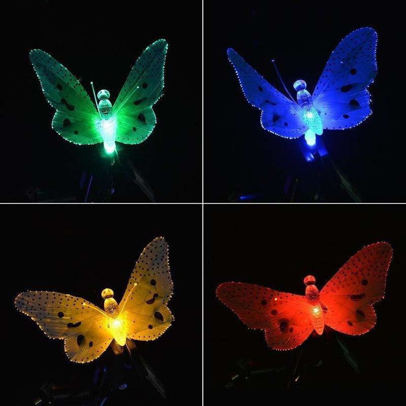 Solar Powered Butterfly Fiber Optic Fairy String Waterproof Christmas Outdoor Garden Holiday Ligh...