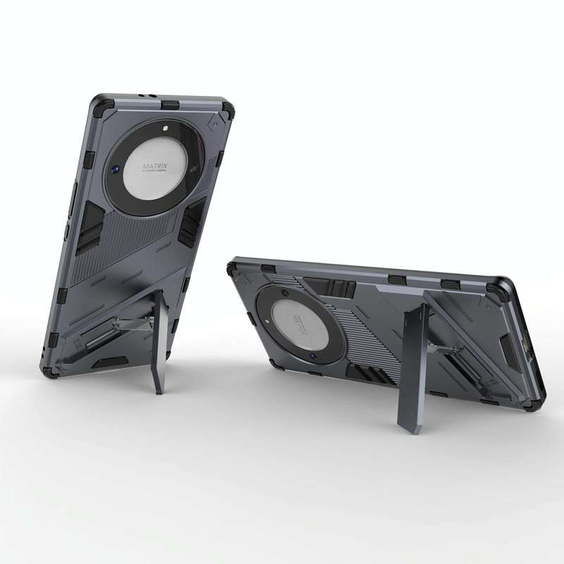 For Honor X9a/X40 5G/Magic5 Lite Punk Armor PC + TPU Phone Case with Holder(Grey)