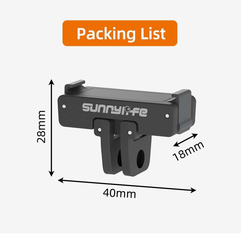 Sunnylife AD691 Magnetic Adapter Mount for DJI Action 2 / Osmo Action 3 / 4 (Black)