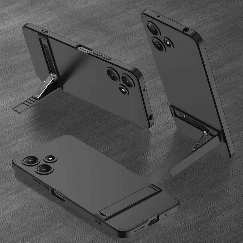 For Xiaomi Redmi 12 5G GKK Three Stage Splicing Full Coverage PC Phone Case with Stand(Black)