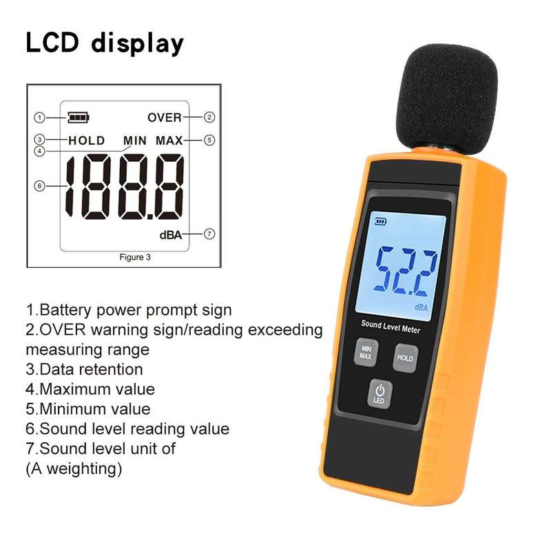 RZ1359 Digital Sound Level Meter DB Meters Noise Tester in Decibels LCD Screen