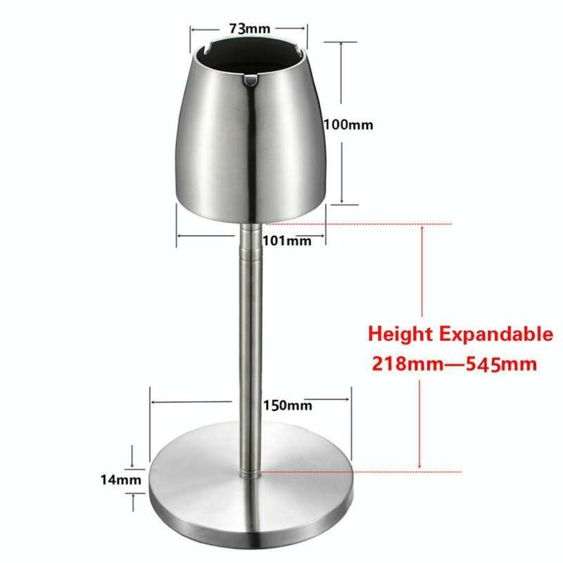 Telescopic Thickened Stainless Steel Windproof Ashtray(Stainless Steel Primary Colors)