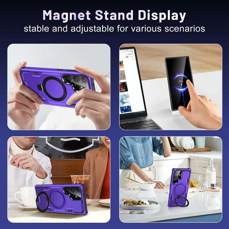 For Samsung Galaxy S23 Ultra 5G Patronus MagSafe Magnetic Holder Phone Case(Purple)