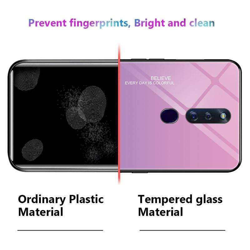 For OPPO F11 Pro Gradient Color Glass Case(Red Blue)