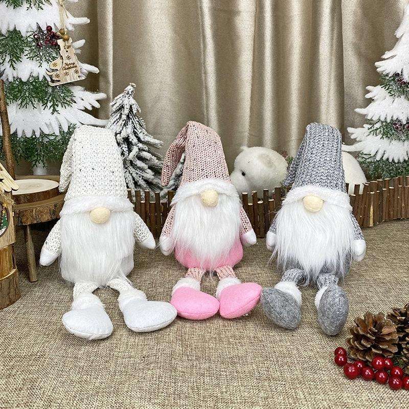 Christmas Decorations Dolls Faceless Elderly Dolls Window Decorations(Pink)