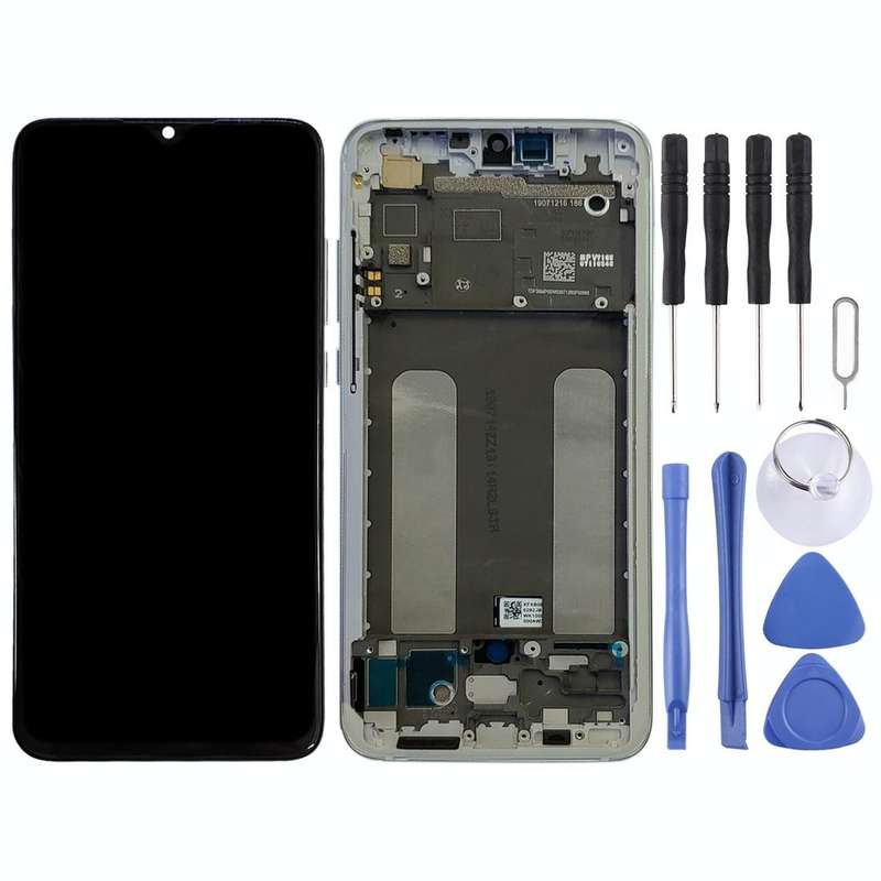 Original LCD Screen for Xiaomi Mi CC9 Digitizer Full Assembly with Frame(Silver)