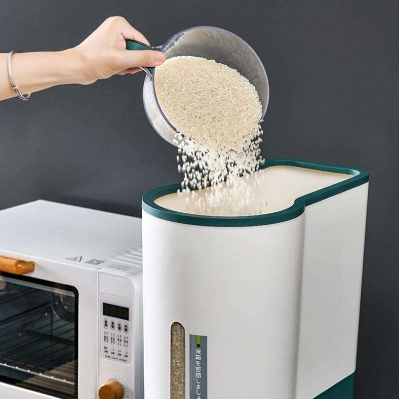 One Button Press Insect Proof Sealed Moisture Proof Fresh Rice Storage Bin, Size: 5 KG(Blue)