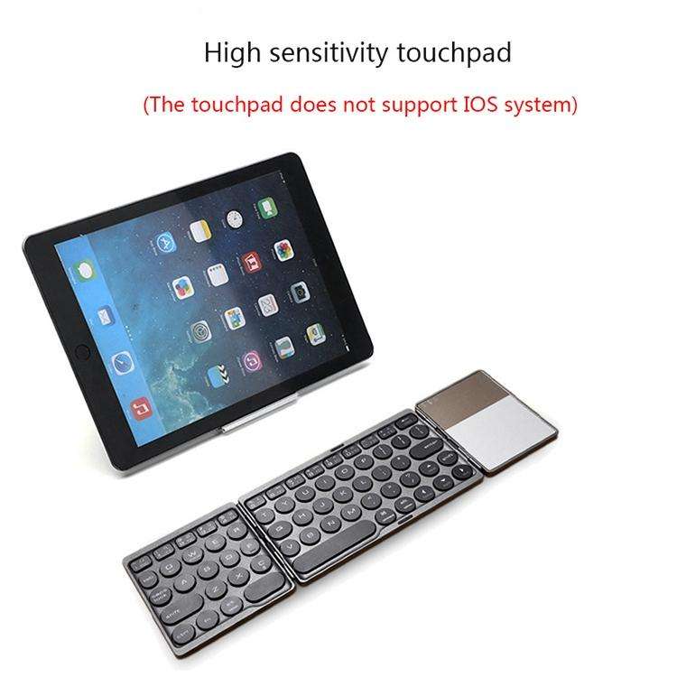 B052 Universal Round Keycap Mini Three-fold Bluetooth Wireless Keyboard with Touchpad (Silver)
