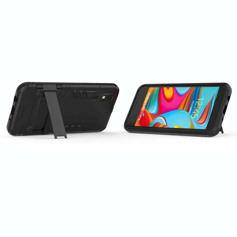 Shockproof PC + TPU Case for Galaxy A2 Core, with Holder(Black)