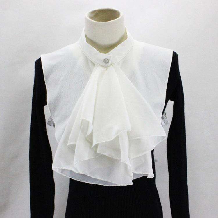 White Large Turban Vintage Court Style Chiffon Shirt Collar Professional Suit Decoration Fake Col...