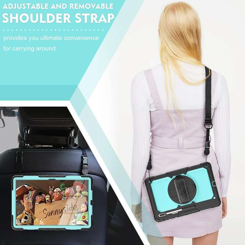 For Samsung Galaxy Tab S8 Ultra 14.6 inch SM-X900 Silicone + PC Tablet Case with Shoulder Strap(B...