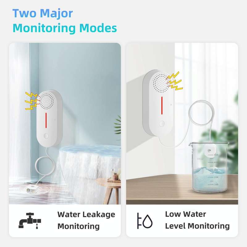 Tuya WIFI Sound and Light Water Immersion Alarm Leak Sensor Overflow Alarm Detector