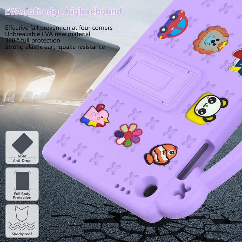 For Samsung Galaxy Tab A9+ X216B Handle Kickstand Children EVA Shockproof Tablet Case(Light Purple)
