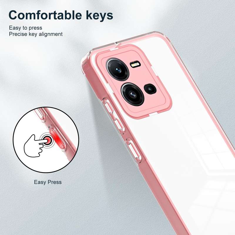 For vivo V25 5G / V25e 4G 3 in 1 Clear TPU Color PC Frame Phone Case(Pink)