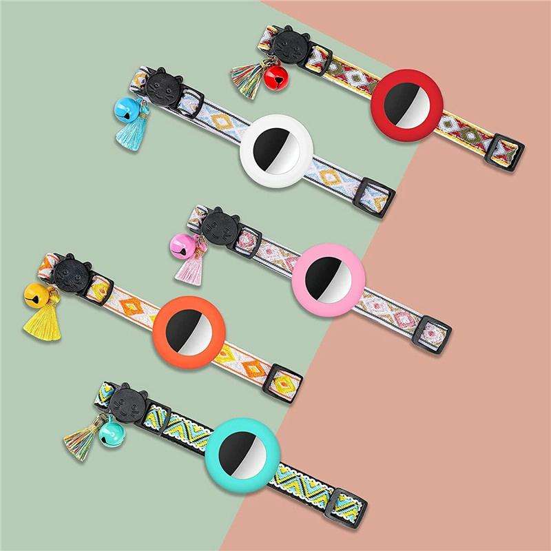 Pet Colored Bell Tassel Collar for Airtag Tracker(Red)
