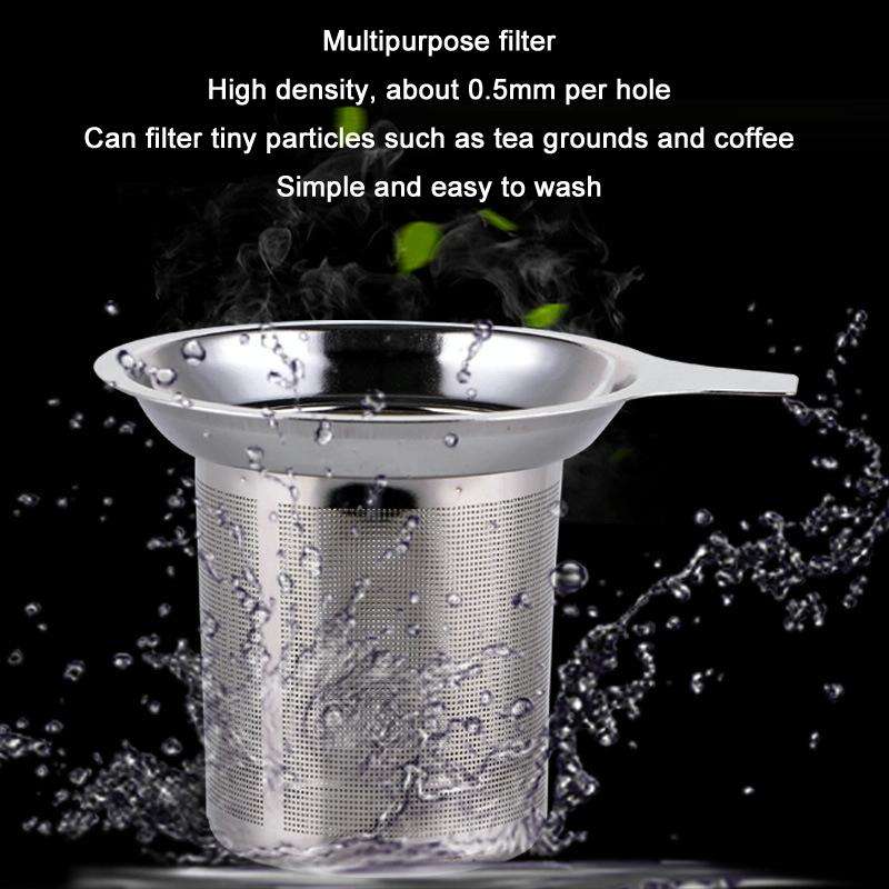 304 Stainless Steel Teapot Flat Bottom High Density Strainer With Handle(Silver)