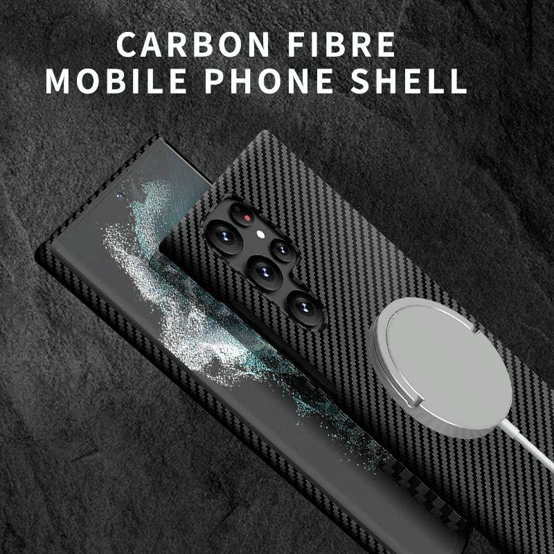 For Samsung Galaxy S21 Plus 5G Carbon Fiber Texture MagSafe Magnetic Phone Case(Black)
